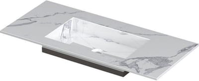 INK Post wastafel - 100x45x1cm - 1 wasbak - 0 kraangaten - keramiek Statuario glans
