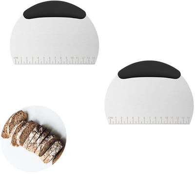 2-stuks Deegsnijder van roestvrij staal - Halfronde deegsnijder - Bloemsnijder met weegschaal - Bakgereedschap - Nogasnijder - Comfortabel handvat - 14 cm - Geschikt voor gebak, brood en bloemdeeg - Zilver, zwart