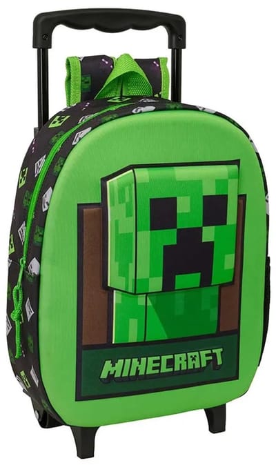 Safta Minecraft 8.91l Rugzak Met Wielen Groen Kinderen