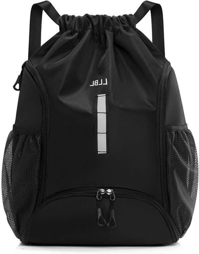 Allecto Plus - Waterbestendige Zwarte Trekkoordrugzak Sports Rugzak Gym Trekkoordtas Trekkoordrugzak voor Heren Zwarte Sporttas Gymtas met Schoenenvak voor Dames en Heren Zwart 47*30*25cm