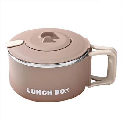 Boîte à lunch en acier inoxydable 304, bol à nouilles avec couvercle, égouttoir, chauffant, passe au micro-ondes, léger, avec poignée 1