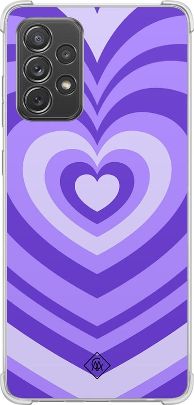 Casimoda® hoesje - Geschikt voor Samsung Galaxy A52 5G - Hart Swirl Paars - Shockproof case - Extra sterk - TPU/polycarbonaat - Paars, Transparant