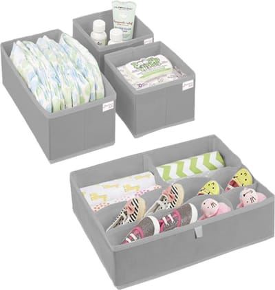 Duurzaam&Mi - duurzaam - opbergboxen – kinderkamer – opbergdozen met 13vakken voor kleding - luiers en meer – Organizer - Ladeverdeler - Organizer Bureau - Lade Bakjes - Opbergbakjes - Mandjes - Lade Verdeler - Opberg Mandjes - Opbergmand - grijs