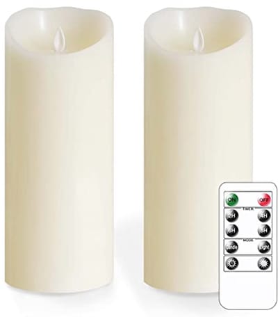 Vlamloze Flikkerende Kaarsen met Afstandsbediening - 10x25cm Lichtgevende Ivoor Pijler Kaarsen (Pack van 2)