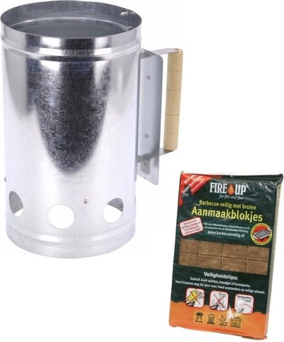 Barbecue starter inclusief bbq aanmaakblokjes - 28 stuks - briketten starter set