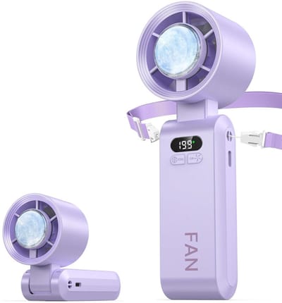 Koelventilator - Handventilator - Met koelfunctie - Snelheid (1-199) - Oplaadbaar - Gezichtsventilator - Nekventilator - Tafelventilator - Turboventilator - Met Draagkoord - Mini Airco - Draagbare - Aircooler - Luchtbevochtiger - Mini Fan - Paars