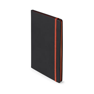 Schriften/notitieboekje oranje met elastiek A5 formaat - 80x gekleurde blanco paginas - opschrijfboekjes