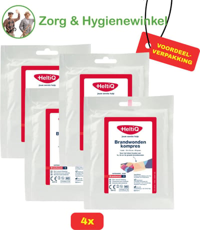 HeltiQ Brandwondenkompres 4x - 10x10cm Voordeelverpakking!