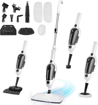 11-in-1 Stoomreiniger - Vlekkenreiniger - 127° Stoom - 20 seconden opwarmtijd - Handstomer voor diepte reiniging vloer, bank, badkamer en tapijt - Stoomdweil - Tapijtreiniger - Steam Cleaner Wit