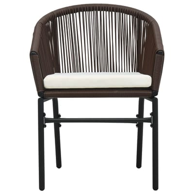 vidaXL - 3-delige - Bistroset - met - kussens - PE-rattan - bruin