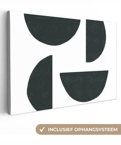Canvas schilderij 30x20 cm - Wanddecoratie Geometrische figuren - Abstract - Zwart - Muurdecoratie woonkamer - Slaapkamer decoratie - Kamer accessoires - Schilderijen op canvas