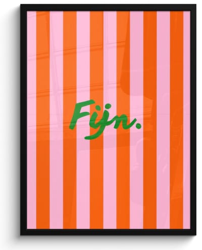 Poster in lijst - Fotolijst 60x80 cm - Posters - Patroon - Oranje - Fijn - Strepen - Posterlijst zwart - Decoratie - Wanddecoratie woonkamer - Muurdecoratie slaapkamer