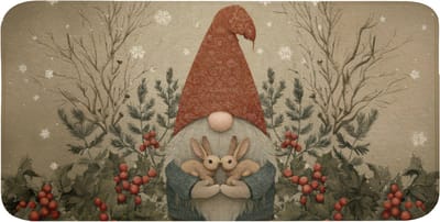 WC mat 120x60 cm - Antislip - Kerstgnome - Konijntjes - Kleurrijk - Toiletmat - Vloermat - Douchemat - Toilet tapijt - Toiletmatten