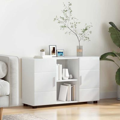 vidaXL - Dressoir - FLORIN - 88,5 - x - 30,5 - x - 55,5 - cm - Hoogglans - wit