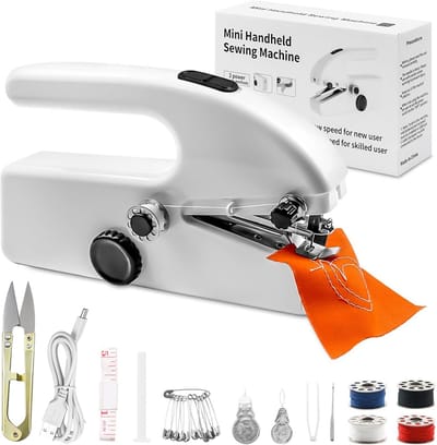 Mini Handnaaimachine - Draagbare Naaimachine - Snelle Reparaties - Twee Vermogensmodi - 440 g - Wit