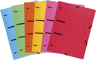 Exacompta 25x PUNCHY+ Elastomap met 3 kleppen geperforeerd - glanskarton 375g/m2 - A4 - Geassorteerd - 447100E
