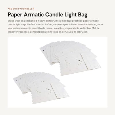 Dailygoods- Theelicht Houder Set van 20 - Papieren Lantaarn - Brandvertragend - Groot Harten Ontwerp - Afmetingen 26 x 15 x 9 cm - Voor Bruiloft en Feesten