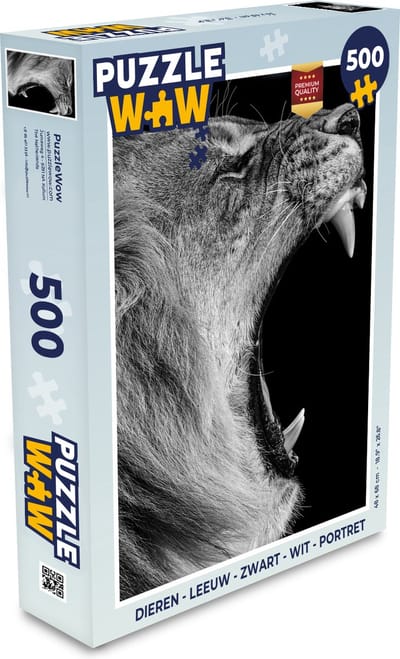 Puzzel Dieren - Leeuw - Zwart - Wit - Portret - Legpuzzel - Puzzel 500 stukjes