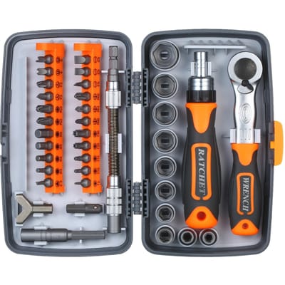 38-delige precisie ratelschroevendraaier bitset magnetische schroevendraaierset elektronica reparatiegereedschapsset set 2 oranje