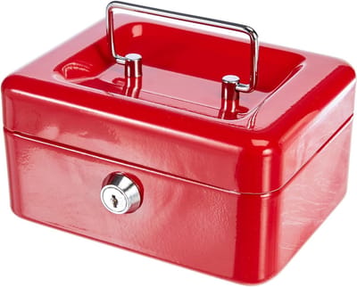 Geldkistje Met Slot - Kluisje Briefgeld - Veilig Geld Bewaren - Uitneembaar Muntvak - 15 x 12 cm - Rood