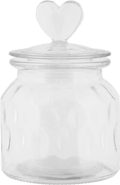 Clayre & Eef Voorraadpot Deksel Ø 11x16 cm Transparant Glas Hart