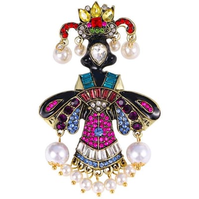 Classique Femmes Hommes Vintage Cristal Design Badges Broches Rétro Médiéval Strass Perle Pendentif Accessoires Bijoux Pour Femmes black