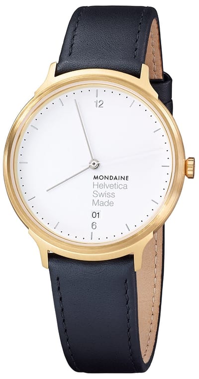 Mondaine Helvetica Light (MH1.L2211.LB) Casual Horloge, Goud Stalen Horlogekast, Lederen Horlogeband, Swiss Made 38mm