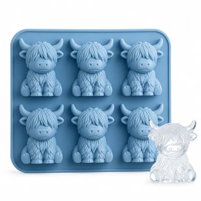 Cow Highland Cow siliconen ijsblokjes, grappige mini-ijsblokjesvorm voor whisky, cocktails en dranken, herbruikbaar, voor dranken, whisky, paasgeschenken