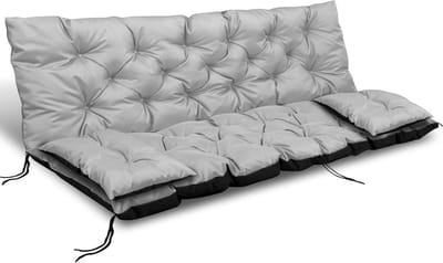 Waterdicht Schommelbank Kussen Set - Tuinkussen Bank en 2x Bijpassende Kussens (Lichtgrijs, 150x60x50 cm)