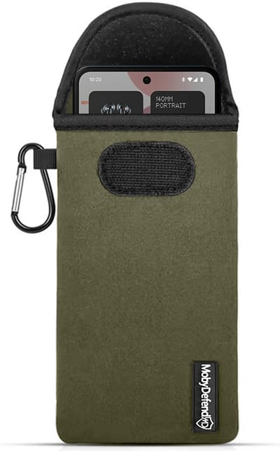 MobyDefend Hoesje - Geschikt voor Nothing Phone (3a) Pro - Neopreen Pouch Met Karabijnhaak - Insteek - Riemlus - Groen