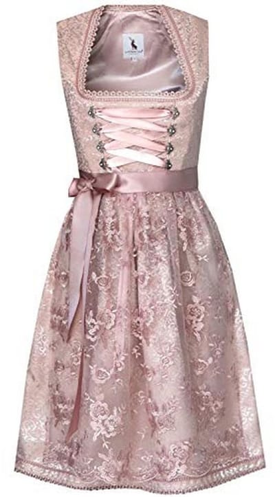 Elegante midi dirndl met kant en schort voor dames in maat 32-54