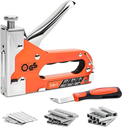QIN® Nietpistool - Tacker - Spijkerpistool - Handtacker - Oranje - 16cm x 3cm x 4cm