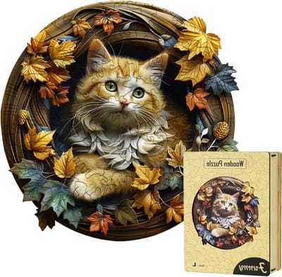 Houten Puzzel - Puzzel Katten - Familie Entertainment - Precisie Gesneden Stukjes - 26 cm x 26 cm - Kleurrijk