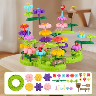 Grote Deeltjes Gemonteerde Bouwstenen Meisjes Plant Cognitief Logisch Denken Puzzel Bouwstenen Tuin 23*13*16cm