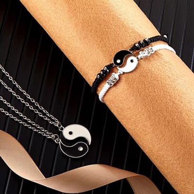 Actie4you® - Yin Yang ketting – Ketting - ∅25mm – Om te delen – Vriendschapsketting + Armband - Combi Deal