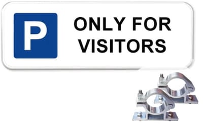 Parkeerbord Only for visitors - Weerbestendig Aluminium - 40x15 cm - Bevestiging: Met paalbeugels Ø48mm