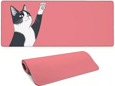 Bureauonderlegger Kat - Groot werkblad - Comfortabel werken - Vloeistofafstotend oppervlak - 120 x 60 cm - Roze