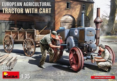 MiniArt Modelbouwpakket Landbouwvoertuigen - 38055 European Agricultural Tractor with Cart Plastic - 1:35 - Modelbouw