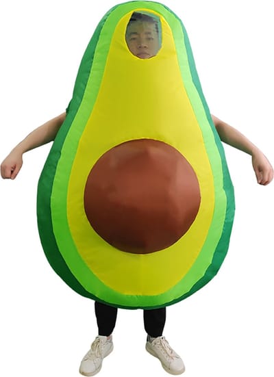 KIMU® Opblaas Kostuum Avocado Pak - Opblaasbaar Pak - Avocadopak Mascotte Opblaaspak - Opblaasbare Groente Vrucht Fruit Volwassenen Festival