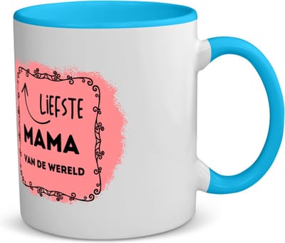 Akyol - liefste mama van de wereld koffiemok - theemok - blauw - Mama - de liefste moeder - moeder cadeautjes - moederdag - verjaardag - geschenk - kado - 350 ML inhoud