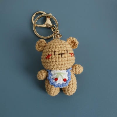 Porte-clés Mignon Ours Cerise Pour Cadeaux Poupée Petit Ours Tricoté Porte-clés Crocheté Fabrication Manuelle Poupée Animal Crochetée Porte-clés Pendentif Sac black