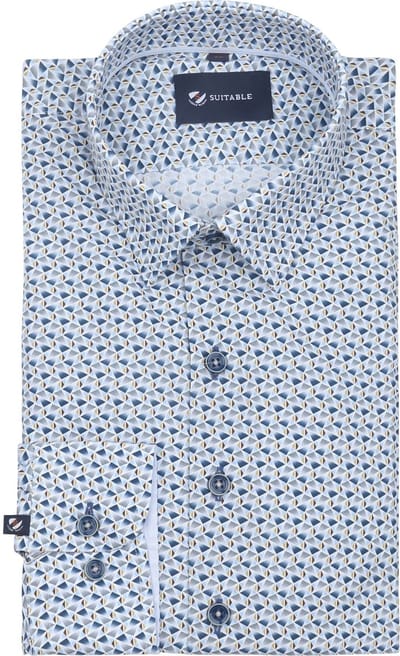 Suitable Overhemd Dia Mosa Blauw - Maat 40 - Heren - Casual Shirt
