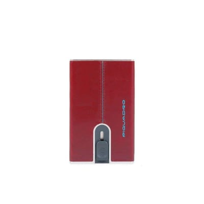 Piquadro, Blue Square, Porte-cartes en cuir, Système coulissant carré avec porte-billets, PP5358B2R-R, Rouge, Pour Hommes