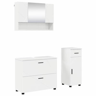 vidaXL Badkamermeubelset 3 st Hoogglans wit 76,5 x 35 x 64 cm