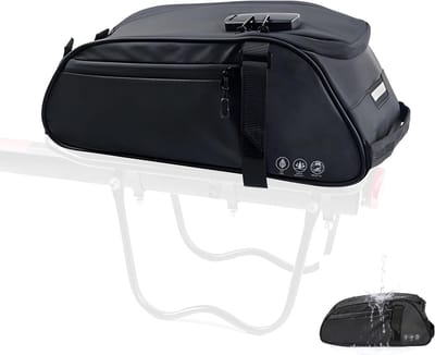 Daity Waterdichte E‑bike Bagagedragertas 8 Liter — met cijferslot en reflectoren — 35×14×15 cm — fietstas voor woon‑werkverkeer en reizen