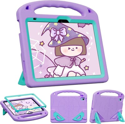 SnelShoppen - Kids Case voor iPad (A16) 11 inch 2025 / 10e Generatie 10.9 inch 2022, Schokbestendige Hoes met Ingebouwde Schermbeschermer, Lichtpaars,