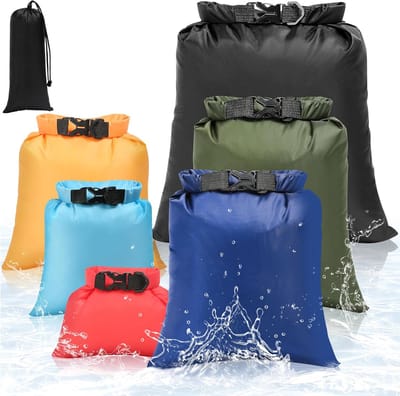 SnelShoppen - Waterproof Dry Bags Set van 6, 1.5L tot 8L, Ultralicht en Duurzaam, Perfect voor Outdoor, Water Sports, Camping, Hoge Kwaliteit, Scheurb