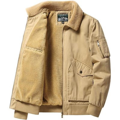 Lamsvacht Jas Heren Winter Revers Verdikte Werkkleding Katoen Heren Retro Multi-pocket Plus Fluweel Warme Jas 5XL beige