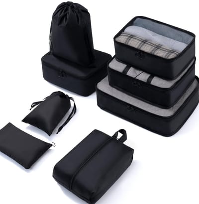 Dailygoods- Packing Cubes 8-delige Set - Koffer-Organizer met Dubbel Ritsontwerp - Opbergsysteem voor Kleding - Ergonomisch Handvat - Machinewasbaar - Kleurvast - Opbergzakken