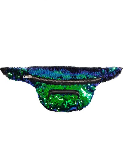KIMU® Blauw Groen Heuptasje Omkeerbare Pailletten - Sequin Heuptas Fanny Pack - Tas Mermaid Zeemeermin Tasje Glitter Festival